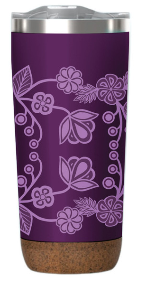 Cork Base Travel Mug (Ojibwe Florals/Purple)