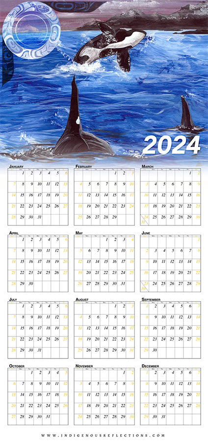 2024 Wipe-clean Calendar (Killer Whale Dive)