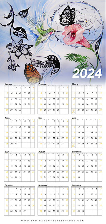 2024 Wipe-clean Calendar (Hummingbird)