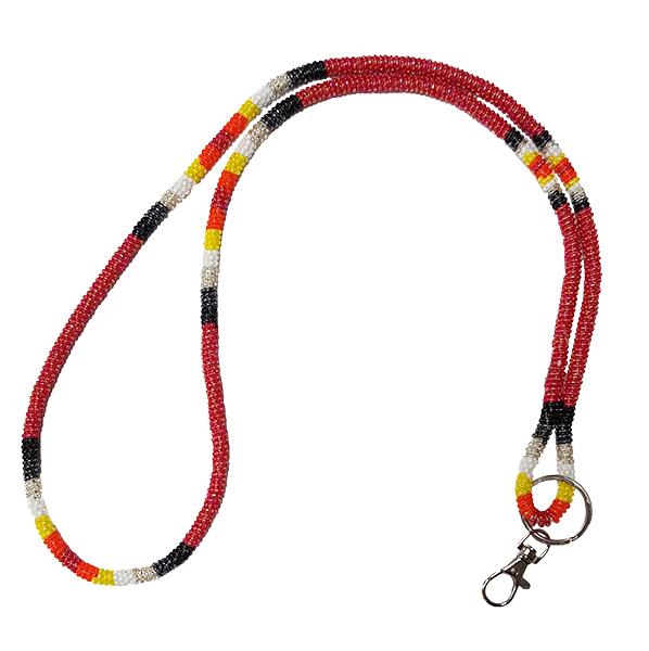 Wrapped Beaded Neck Lanyard - Red